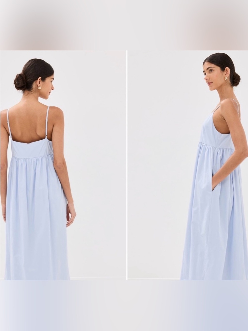 Jenni Kayne Cove Spaghetti-Strap Pickets Cotton Maxi Dress Brunch Summer Size L - Picture 2 of 8
